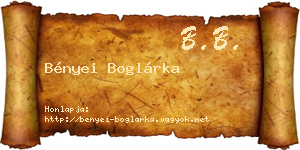 Bényei Boglárka névjegykártya